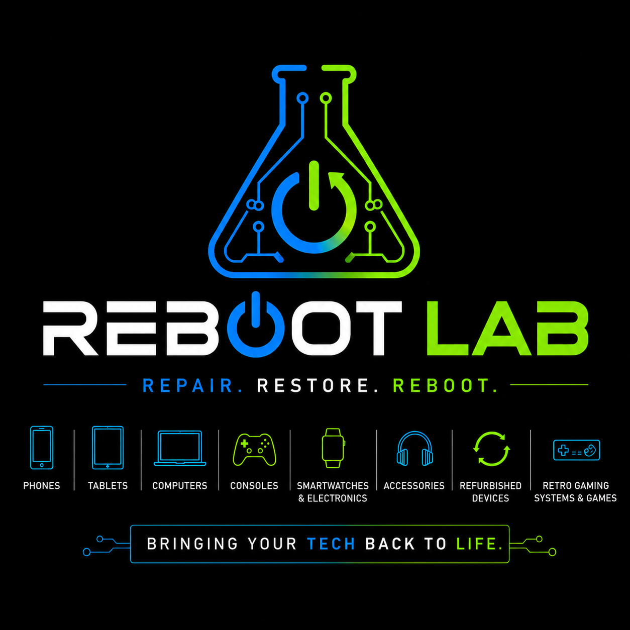 Reboot Lab electronics repair branding